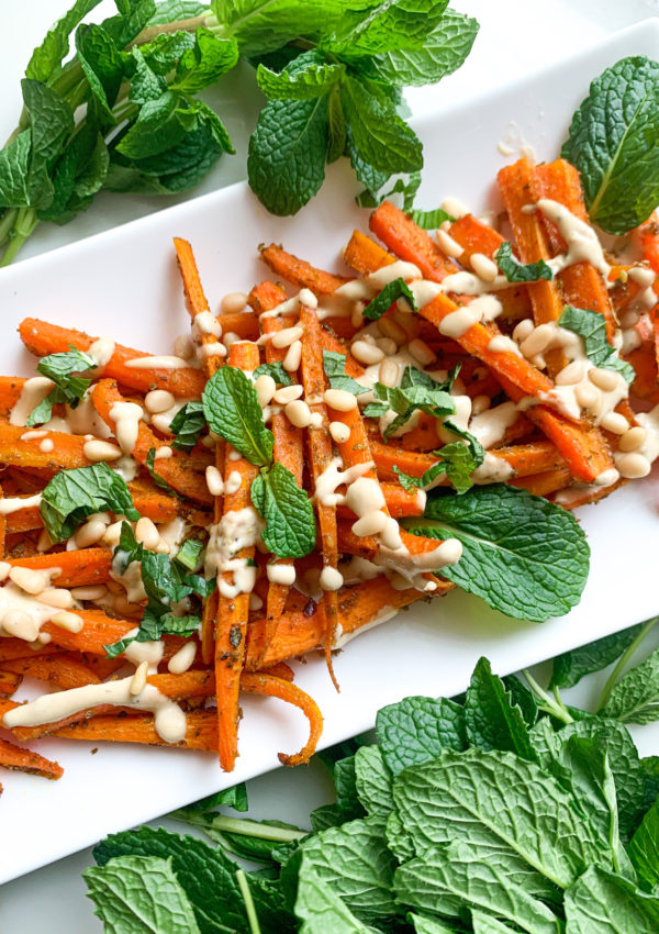 Roasted Carrots With Maple Tahini Dressing (Gluten Free, Vegan)