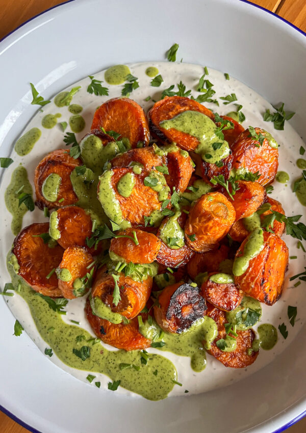 Maple Glazed Carrots with Labneh and Irresistible Parsley Sauce